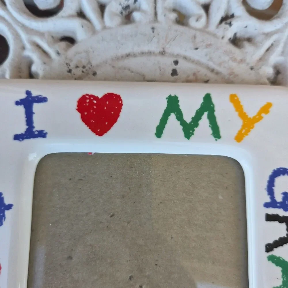 Vintage Malden I Love My Grandma Ceramic Picture Frame 4x6 Colorful Retro